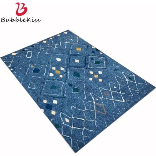 Bubble Kiss Soft 100% Polyester Rugs for Modern Living Room Abstract Geometric Navy Blue Carpets Floor Mats Bedroom Decoration