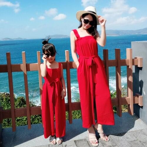 Family matching mother daughter mommy and me clothes family look girls korean clothing women summer beach romper outfits 27