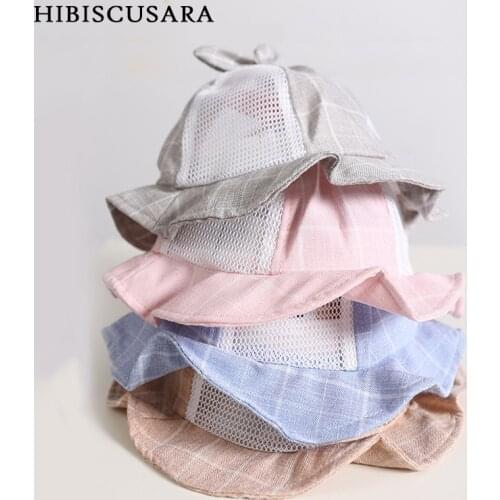 Spring Cap Summer Sun Hat Baby Girl Princess Hollow Hats Toddler Kids Mesh Cloth Patchwork Beanie Wide Brim Cotton&Linen Bonnet