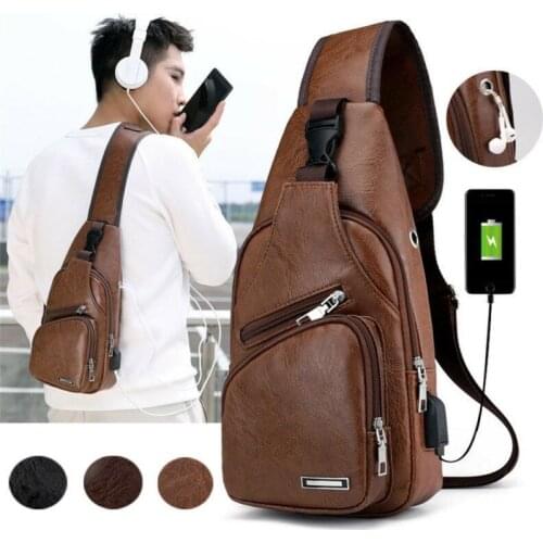 Fashion Mens Leather Sling Pack Chest Shoulder Crossbody Bag Biker Satchel Men Briefcases Hott Sales