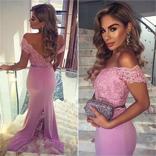 SuperKimJo Robe Demoiselle D'honneur Pink Bridesmaid Dresses Long 2020 Mermaid Lace Applique Beaded Wedding Party Dress