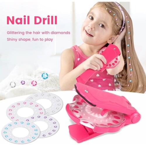 Blingbling Nail Drill Diamond Stickers DIY Girls Hair Styling Tool Diamond Sticker Dress Up Rig Toy Girls Birthday Gifts