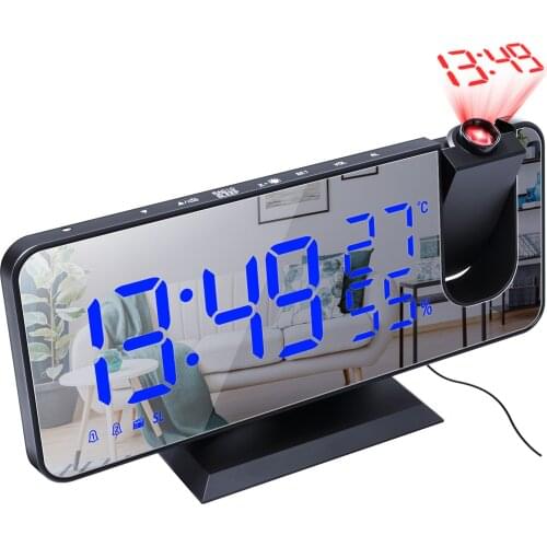 LED Mirror Screen Alarm Clock Creative Digital Clock Voice Control Snooze Time Date Temperature Display Rectangle 45a