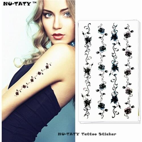 Nu-TATY Rose Flower Chain Temporary Tattoo Body Art Arm Flash Tattoo Stickers 12*20cm Waterproof Fake Henna Painless Tattoo