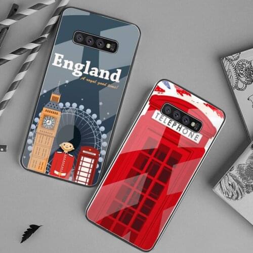 London bus england telephone Phone Case Tempered Glass For Samsung S20 Plus S7 S8 S9 S10 Plus Note 8 9 10 Plus