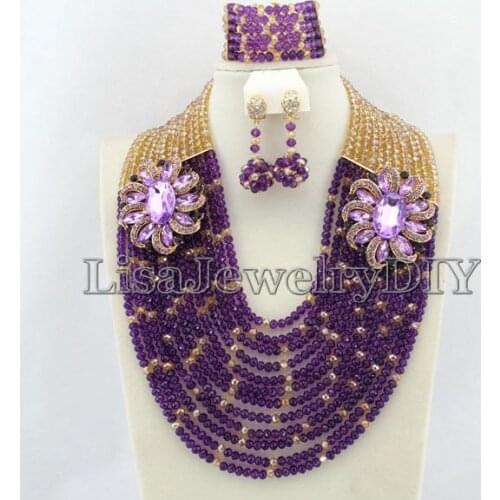 Amazing African Beads Jewelry Set For Women Gift Jewelry Necklace Set Crystal Beads 2017 New Fashion Free Shipping HD5018