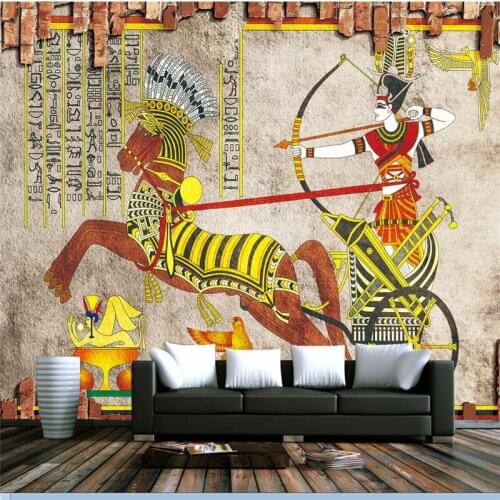 Wellyu papel de parede para quarto Custom wallpaper Ancient Egyptian classic chariot restaurant wall tiles TV wall murals