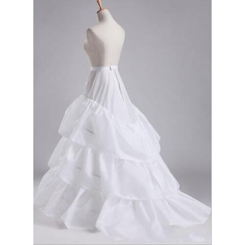 Cheap Free Size White Bridal Crinoline Chapel Court Train Wedding Dress Petticoat A-Line Women Underskirt
