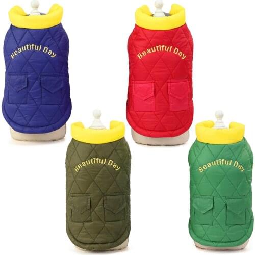 Pet Cotton Vests Dog Warm Jack Teddy Two Pocket Coat Two Pocket Coat Pomeranian Stand Collar Sweater Cat Clothes Pet