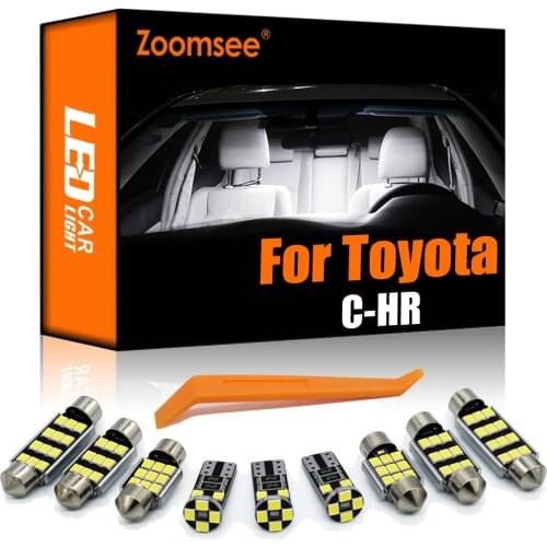 Zoomsee 10Pcs Canbus For Toyota CHR C-HR 2016 2017 2018 2020 Vehicle LED Bulb Indoor Interior Dome Map Reading Trunk Light Kit