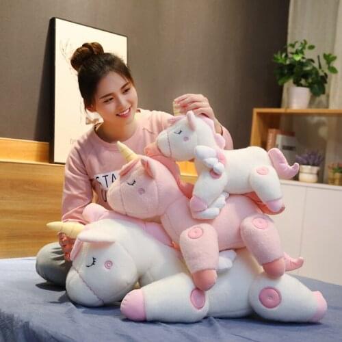 1PC 45/60/80cm Giant Size Unicorn Plush Toy Soft Stuffed Cartoon Joint Unicorn Dolls Animal High Quality Gift for Children Girl