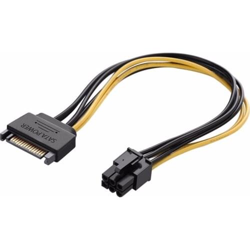 20cm SATA 15 Pin to 6 Pin PCI Express Graphics Video Card Sata Power Cable