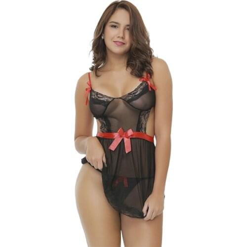 2020 new Women Sexy Lingerie Black Deep V-neck Perspective Lace Babydoll Erotic Lingerie Underwear Sexy Costumes