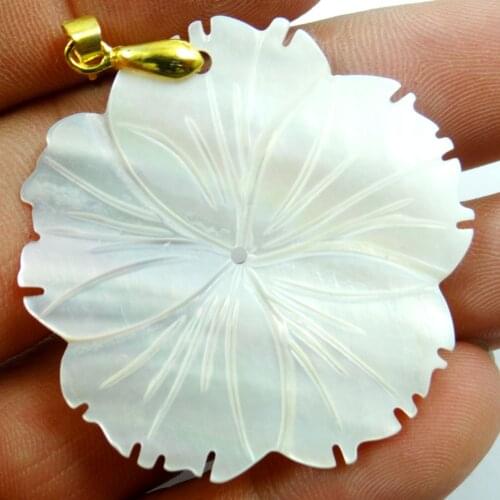 5pcs Natural Freshwater flower Shell Necklace Pendants For Jewelry Making Charms Pendants 42*42MM P359