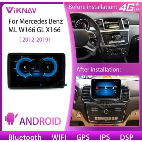 Car gps video multimedia player for Mercedes Benz ML W166 GL X166 2012-2019 android auto radio car audio screen tape recorder