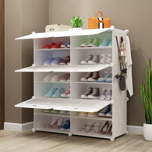 Free ship Pure White New Multi-layer Resin Living Simple Simple Shoe Rack DIY Assembly Wholesale Plastic Simple Shoe Cabinet