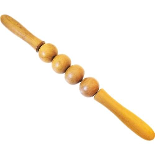 No paint color wheel thick shaft Yoga meridian rod body massage roller pounded his waist back massage neck leg wooden massager