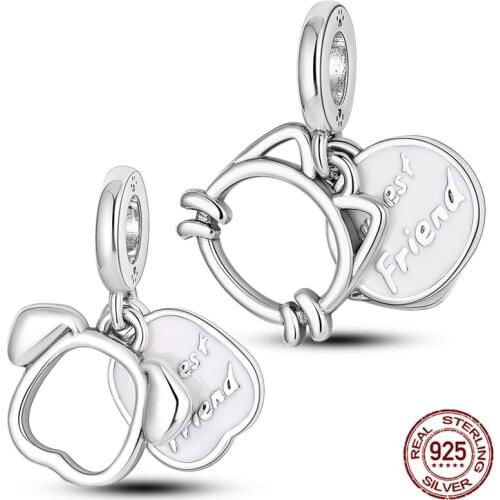 Spring New 925 Sterling Silver My Pet Dog & Pet Cat Dangle Charm Beads fit Original Pendant Bracelet Silver 925 Jewelry Gift