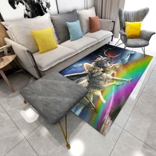 Dream Wolves Area Large Rugs Kitchen Living Room Bedroom Bathroom Rectangular Doormat Anti Slip Floor Mat Printed Wolf Carpets