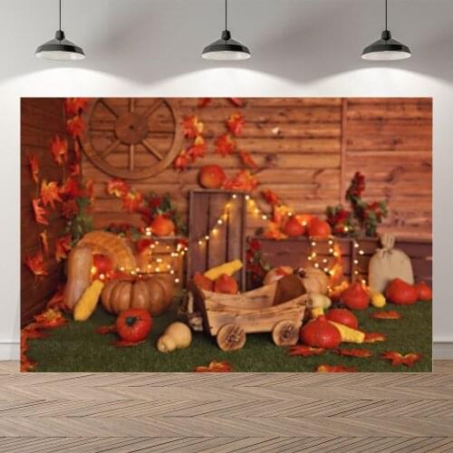 Seekpro Autumn Harvest Pumpkin Thanksgiving Background Photographic Backdrop Barn Decoration Children For Photo Studio Shoot