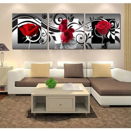 Triptych vertical,Diamond picture Diamond Embroidery rose flower DIY Diamond Painting full square round Crafts mosaic Pattern