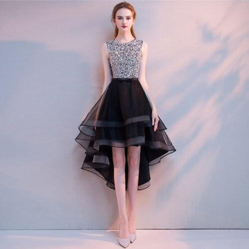 Bling Cocktail Dresses Sequined Sexy Short Party Dress Lllusion Homecoming Dress Sleeveless robe de soiree Asymmetry Dresses