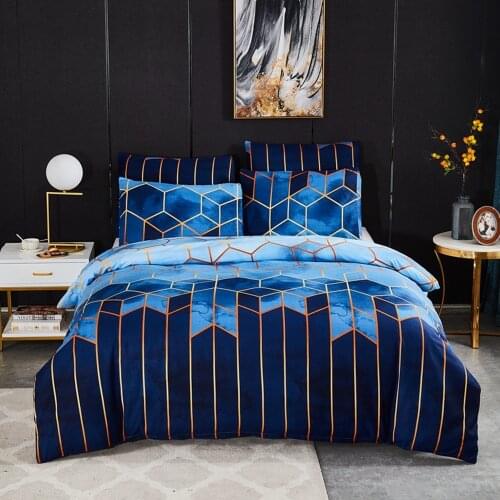Luxury Geometric Plaid Gilt Duvet Cover Set Nordic Bedding Sets Color Quilt Covers With Pillowcase (No Bed Sheet) Dropshipping