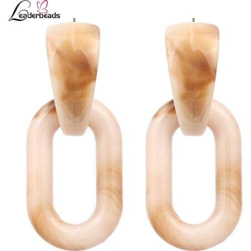 LEADERBEADS Korean Hyperbole Acrylic Drop Earrings Women Supplies for Jewelry Female Colorful Geometric Hanging Earrings