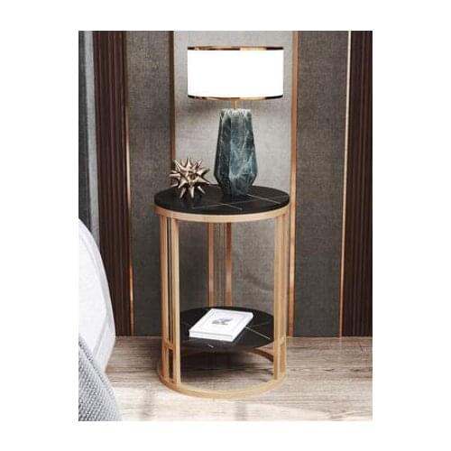 Mini bedside table small shelf small round table rock board modern simple bedside table bedroom window cabinet light luxury