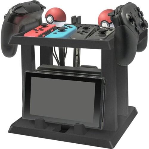Multi-function Host Base Desk Stand Desktop Cradle for Nintend Switch Console Card Hook Up Pro Joy Controller Pok Plus Ball Pad