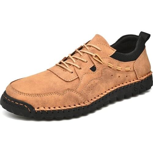 2021 Brand Fashion Men Driving Shoes Leather Men Casual Shoes Outdoor Comfortable Loafers Breathable Non-Slip Mens Flats Shoes