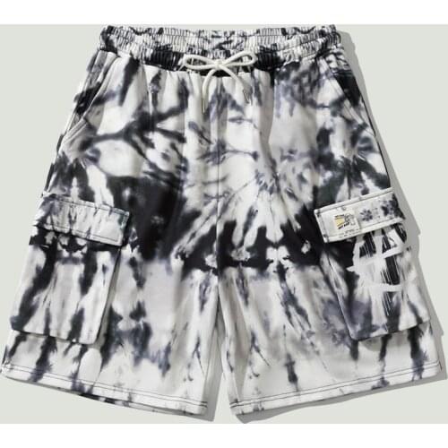 2021 Summer Mens Fashion Tie-dye Printing Casual Shorts Male Streetwear Oversized Casual Drawstring Mens Cargo Casual Shorts