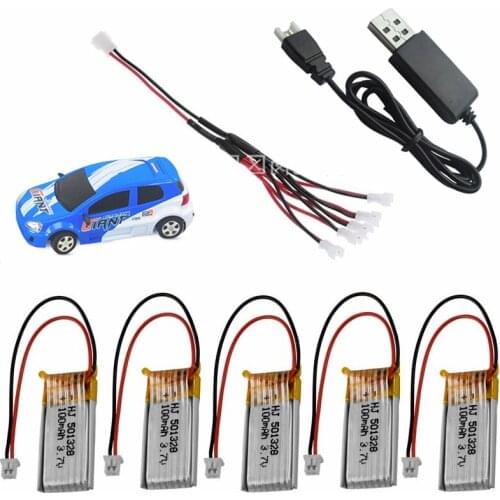 3.7V 100mAh Lipo Battery and charger set RC Mini White Plug for RC 1/28 Mini Car / RC Helicopter /RC quadcopter