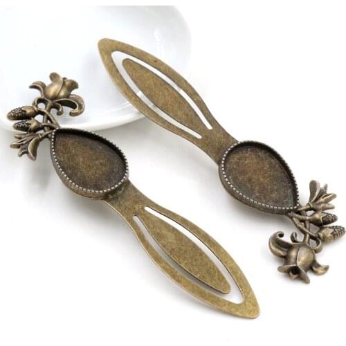 New Fashion 2pcs 18x25mm Inner Size Antique Bronze Drop Vintage Style Handmade Bookmark Cabochon Base Cameo Setting (I1-08)
