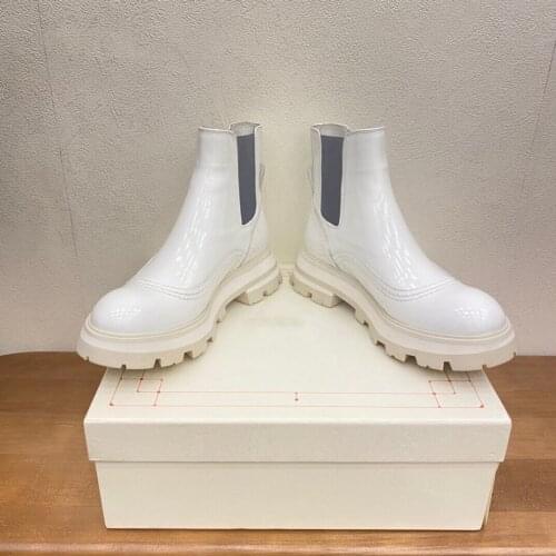 2021 Newest Hot Winter Shoes Woman Marten Boots Genuine Leather Ankle-Strap Boots Woman Round-Toes Height Increasing Boots Woman