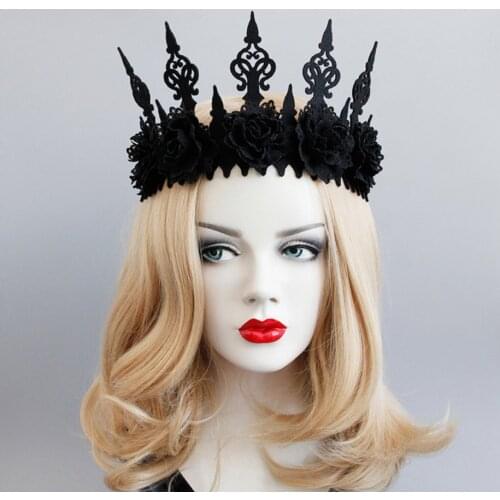 New Gothic Black Crown Shape Ribbon Tie Handband Accessory Holloween Party Cosplay Item