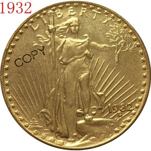 Wholesale Replica 1932 $20 St. Gaudens Coin Copy 100% coper manufacturing gold-plated