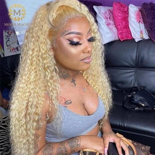 Blonde 613 Lace Frontal Wig Hd Transparent Lace Wigs Curly Human Hair Wig Glueless Swiss Invisible Lace Front Wigs For Women