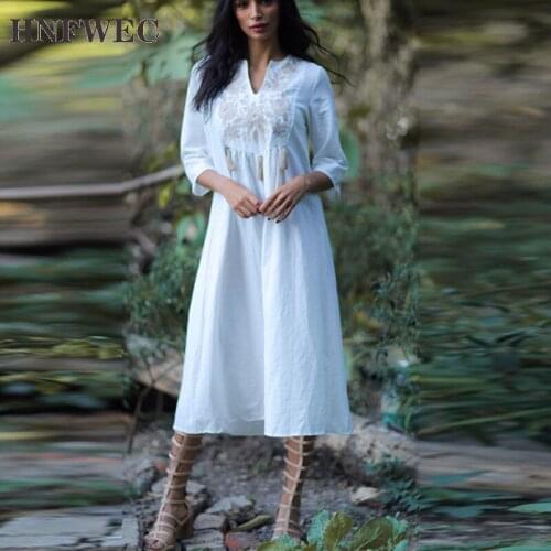 Europe Dress Women Cotton Fashion Casual Embroidered Ladies Dress A- Line Summer New 2020 Women Clothing U759