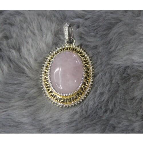 Pink Quartz Point Pendant Bead For Necklace Raw Crystal Stone Slice Natural Quartz Pendant