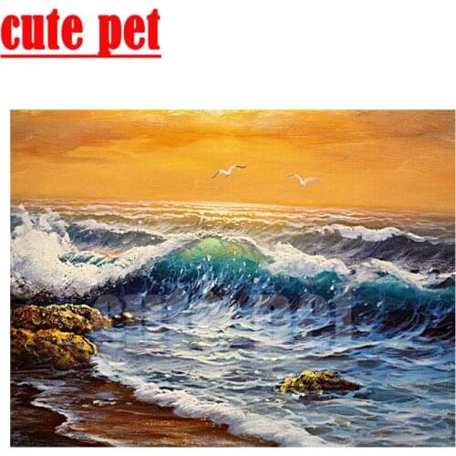 Sea Gull Diamond Painting Diy scenery full diamond cross stitch decorative painting Mosaic square drill round diamond