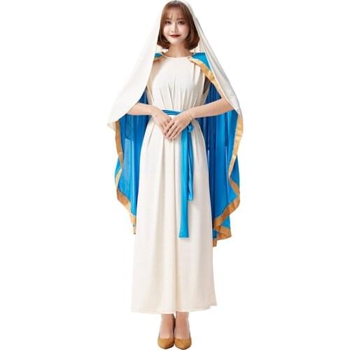 Sexy Adult Arabic Religion Missionary Nun Ghost Cosplay Dress Halloween Party Bad Habit Virgin Mary Costume