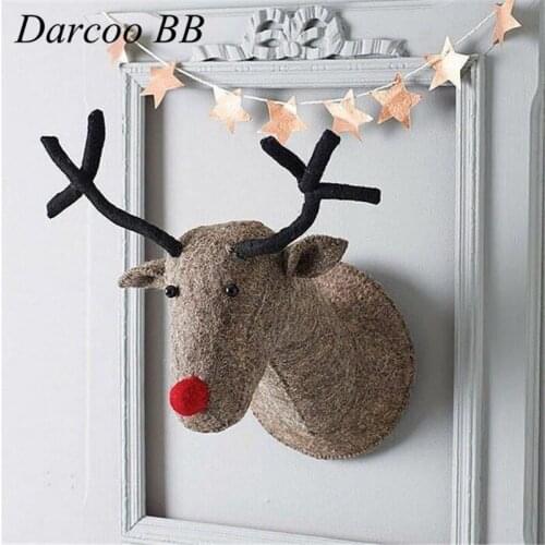 Handmade Wool Felt Animals Fashion Reindeer Stuffed Toys Dolls Baby Children Room Wall Decoration