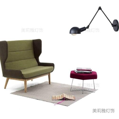 Nordic Classic adjustable modern industrial Long swing arm black wall lamp sconce vintage E27 lights for Bathroom bedroom foyer