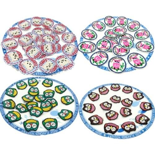 Random 6pcs Cat Different Owl Patch Embroidery Patches for T-shirt Iron on Appliques Clothes Clothing Badges Sticker