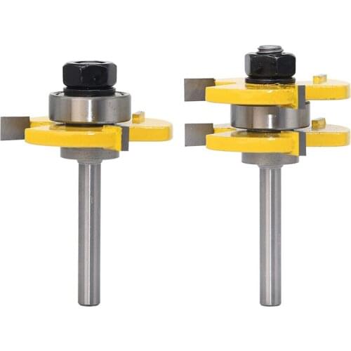 6mm shank 3-tooth T-shaped knives Milling Cutter 2pcs T-Slot Milling Cutter For Woodworking Machine Accessories tools