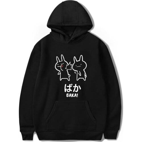 Baka Rabbit Slap Hoodies Japan Anime Funny Casual Cute Hoody High Quality Black Anime Sweatshirt Men women Clothes