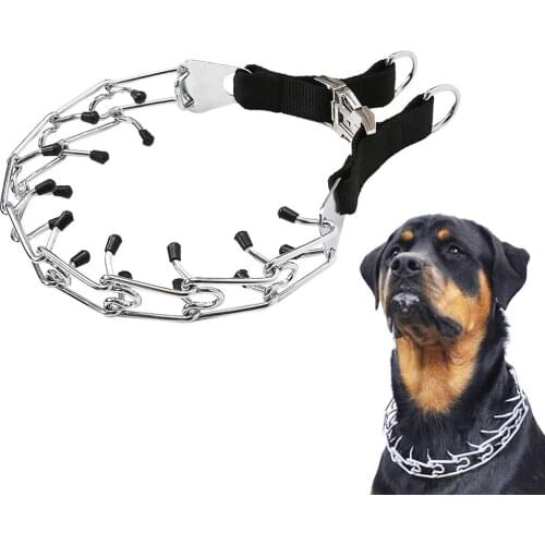 Pet Training Product Medium & Large Dog Prong Collar Adjustable Durable Stainless Steel Choke Pinch Dog Collar with Comfort Tips
