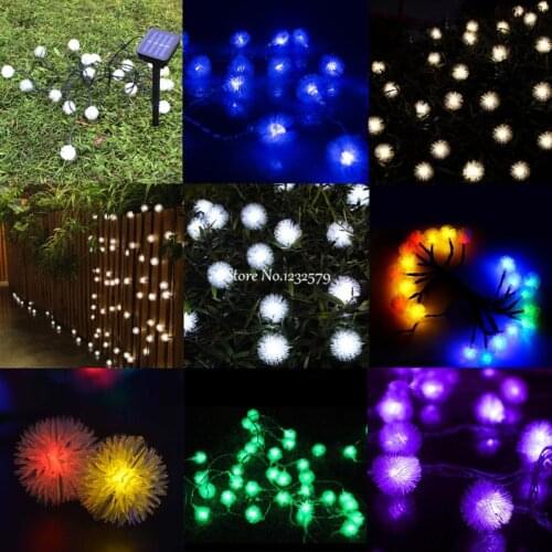 Solar Lamps 5M 20LED Snowball Snowflake Waterproof Outdoor Garland Fairy string lights Christmas holiday wedding party decor