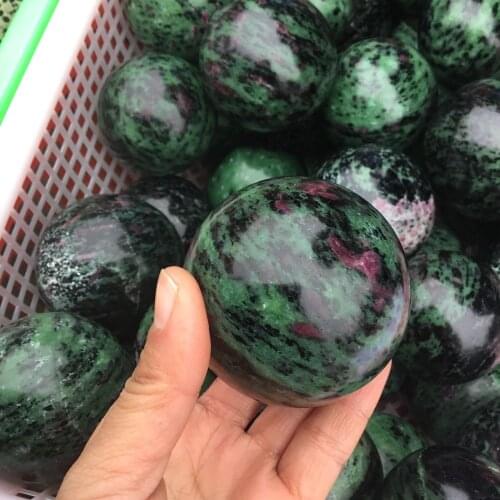 High quality Natural Ruby Zoisite stone sphere crystal reiki healing ball